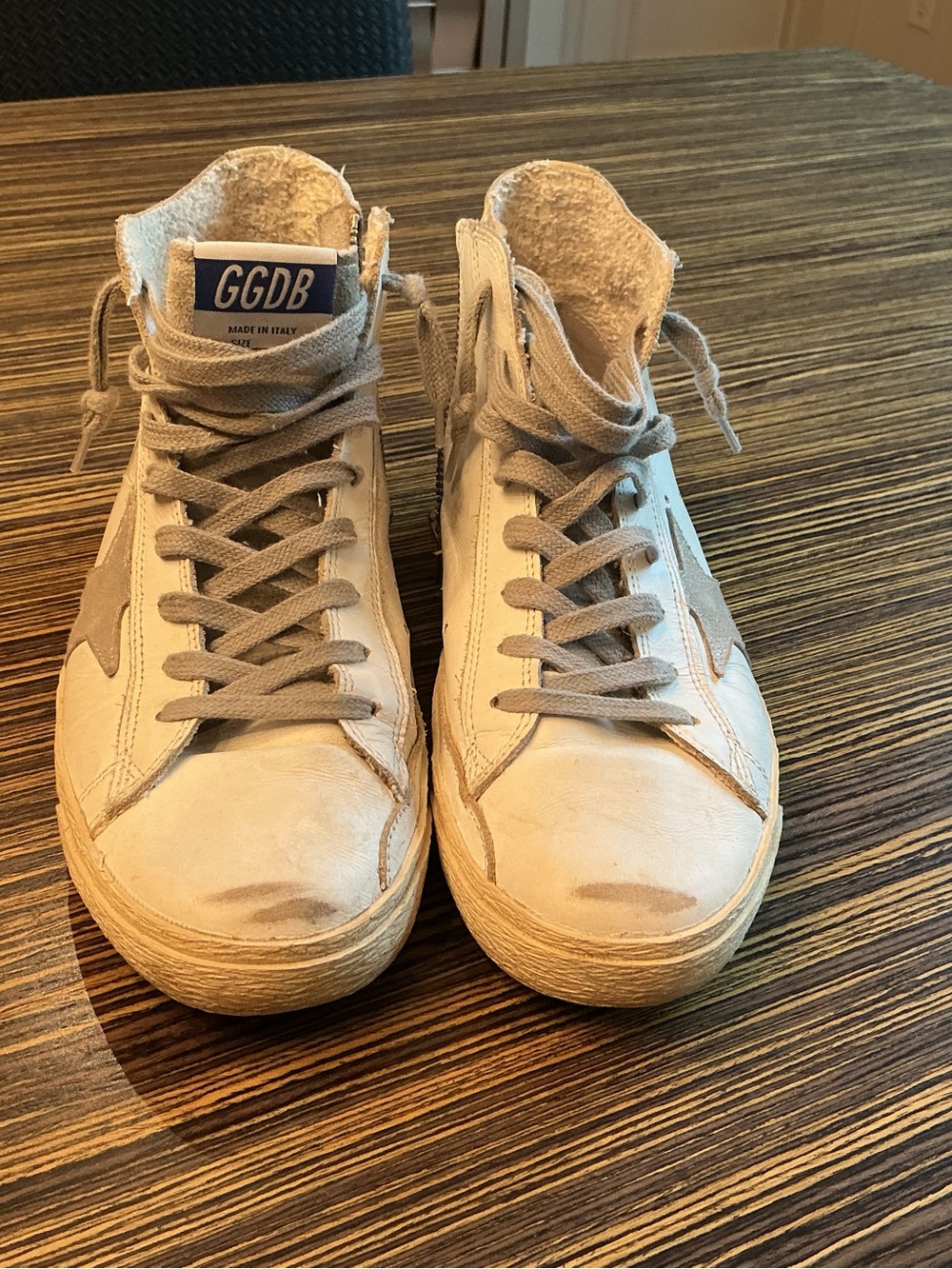 Golden Goose GGDB Francy White and Silver Star High-Top Sneakers Size 8 - Picture 2 of 9